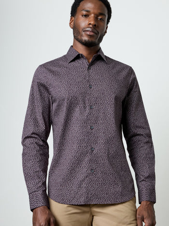 Long Sleeve Regular Fit Micro Flower Print Shirt