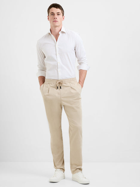 Long Sleeve Slim Fit Geo Beehive Print Shirt