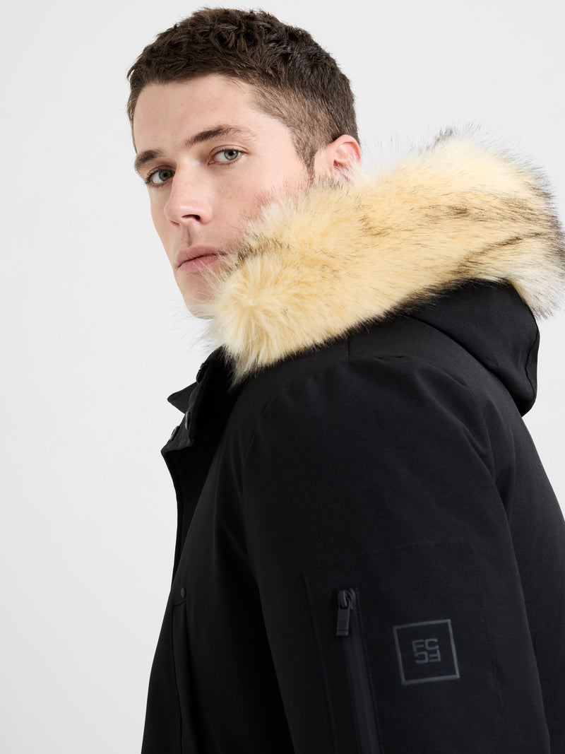 Padded Faux Fur Hooded Parka Coat