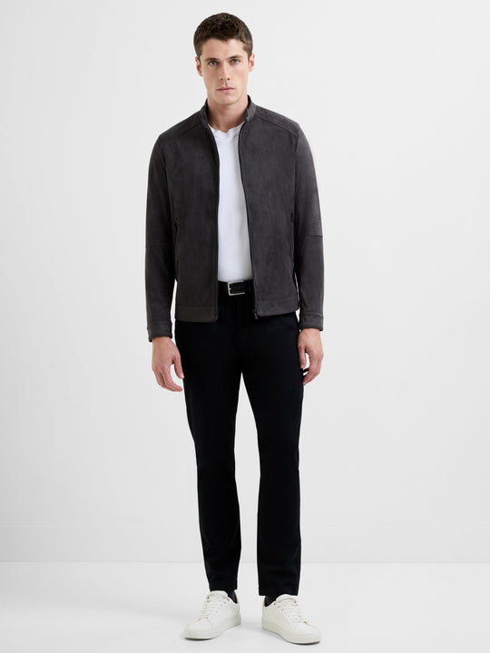 Faux Suede Bomber Jacket