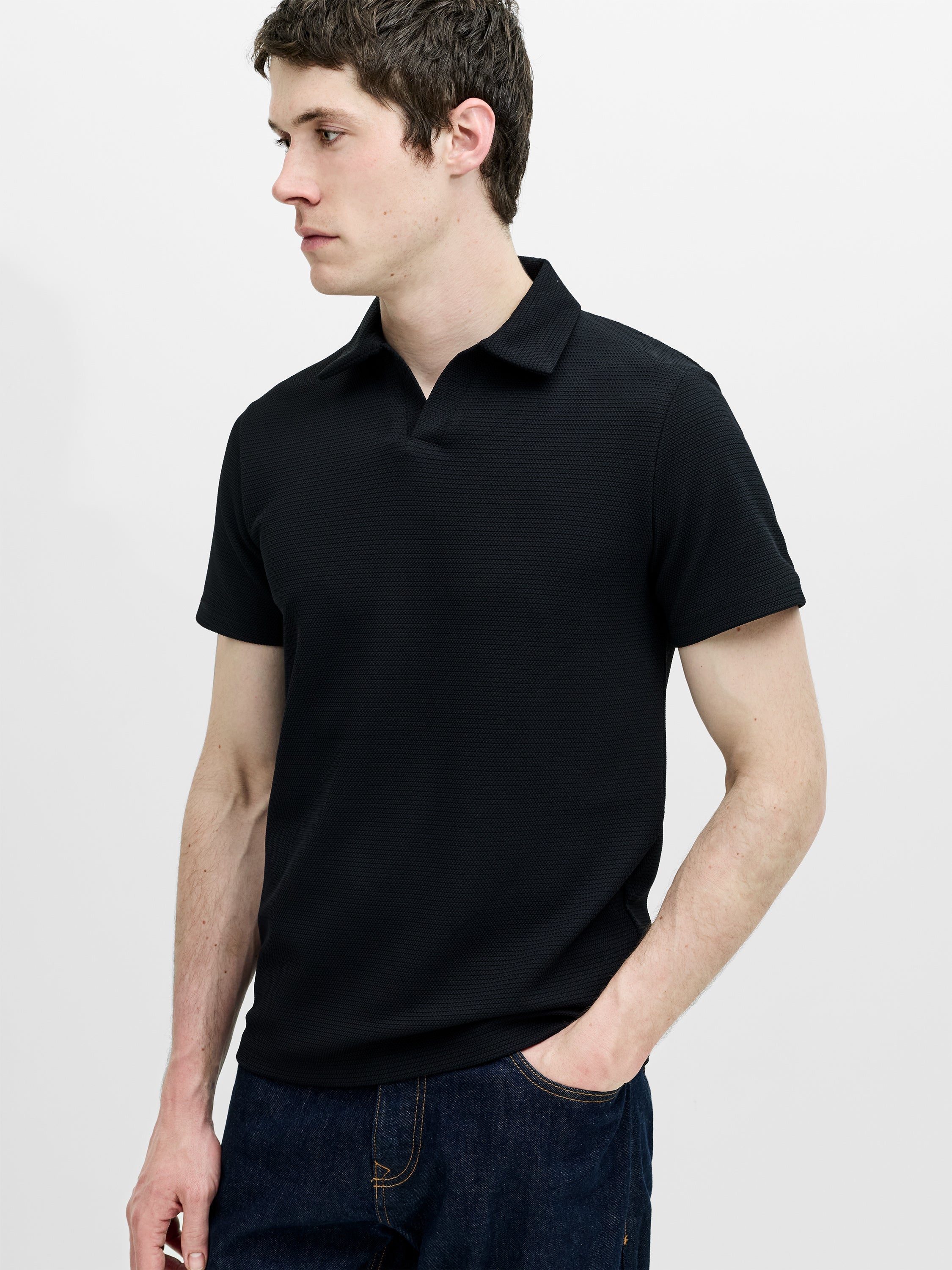 Short Sleeve Pointelle Knit Trophy Polo Shirt