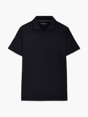 Short Sleeve Pointelle Knit Black Polo Shirt
