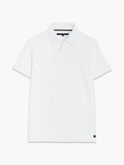 Short Sleeve Pointelle Knit White Polo Shirt