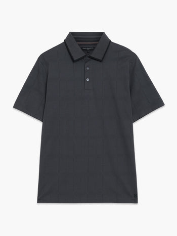 Short Sleeve Box Texture Dark Grey Polo Shirt