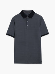 Short Sleeve Navy Geometric Polo Shirt
