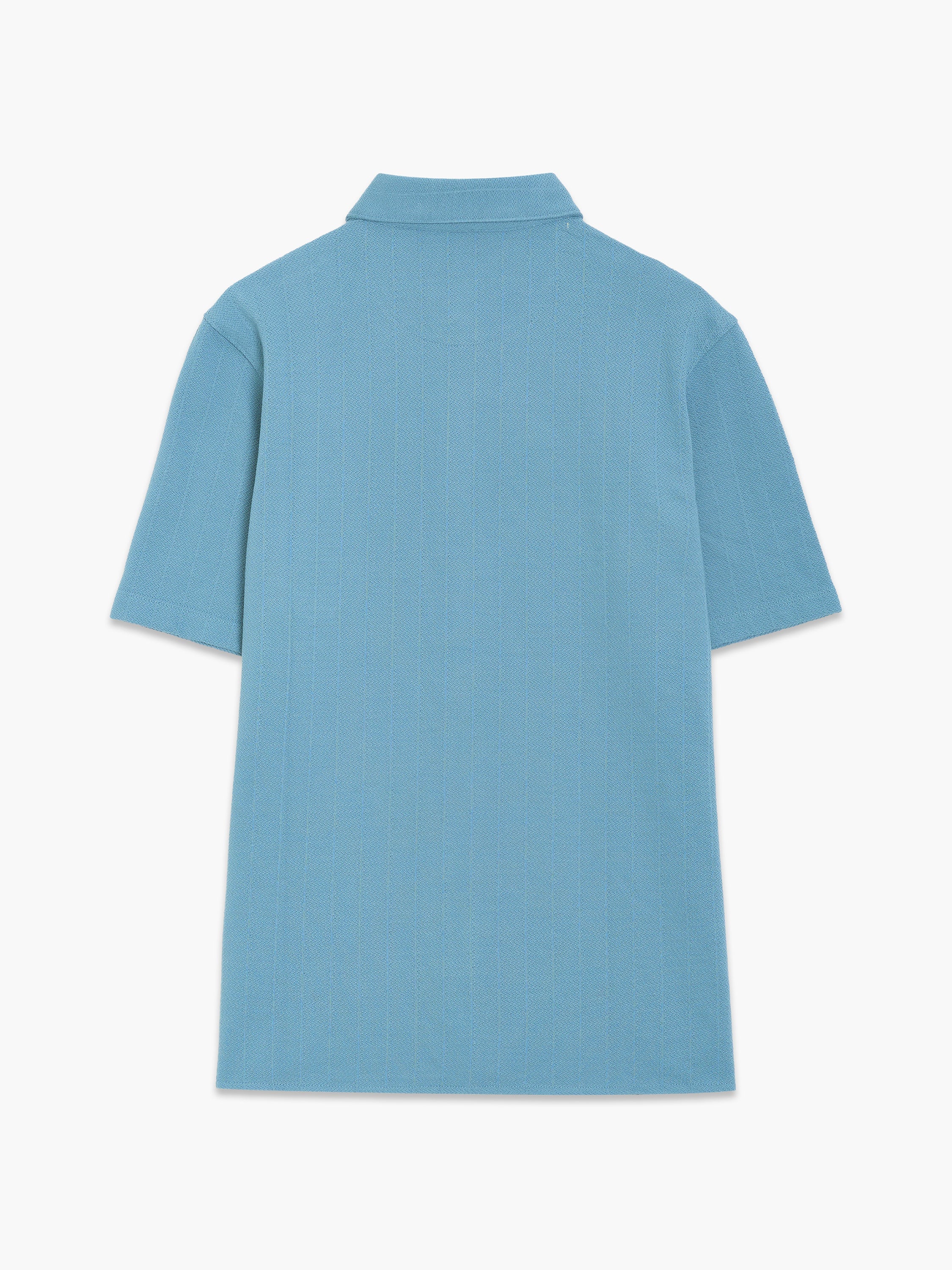 Short Sleeve Vertical Knit Polo Shirt