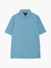 Short Sleeve Vertical Knit Light Blue Polo Shirt
