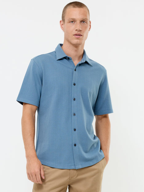 Short Sleeve Vertical Knit Polo Shirt