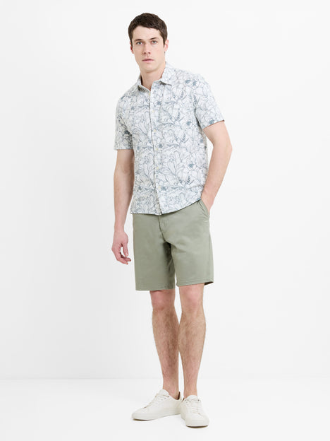 Short Sleeve Ink Flower Printed Shirt