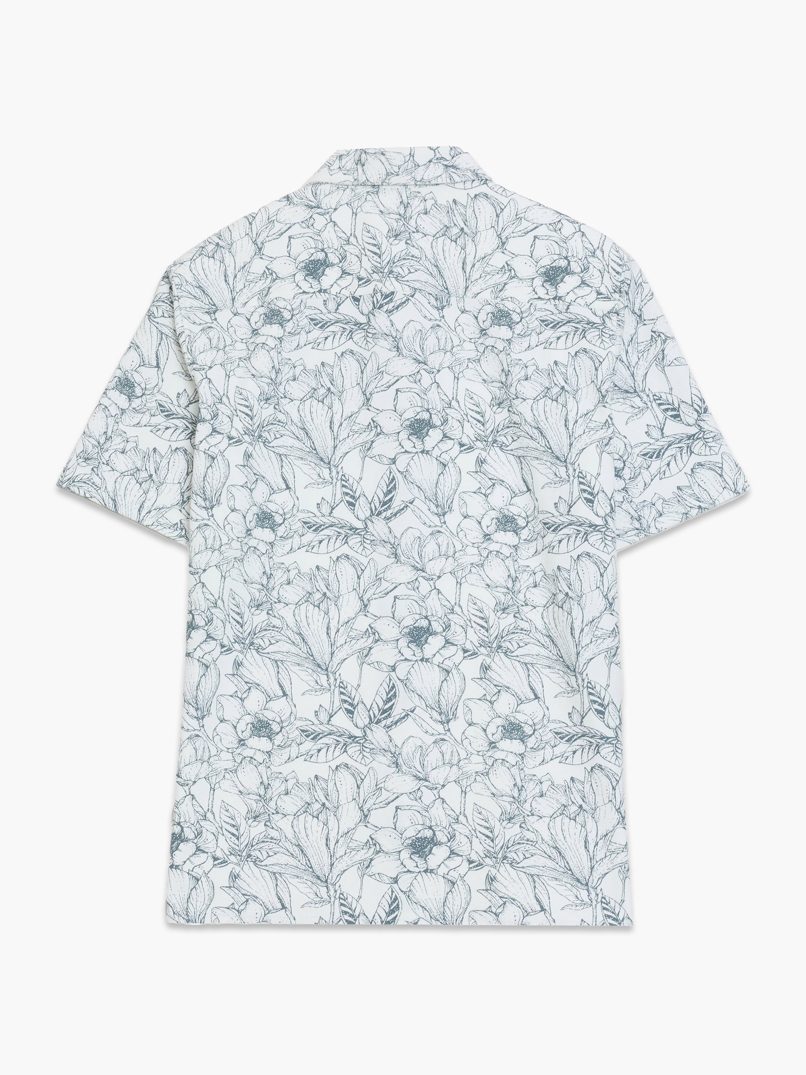 Short Sleeve Ink Flower Printed Shirt