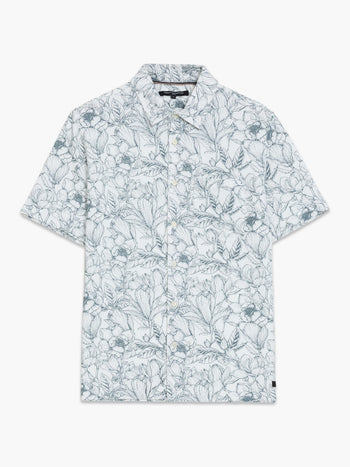 Short Sleeve Ink Flower Printed Shirt