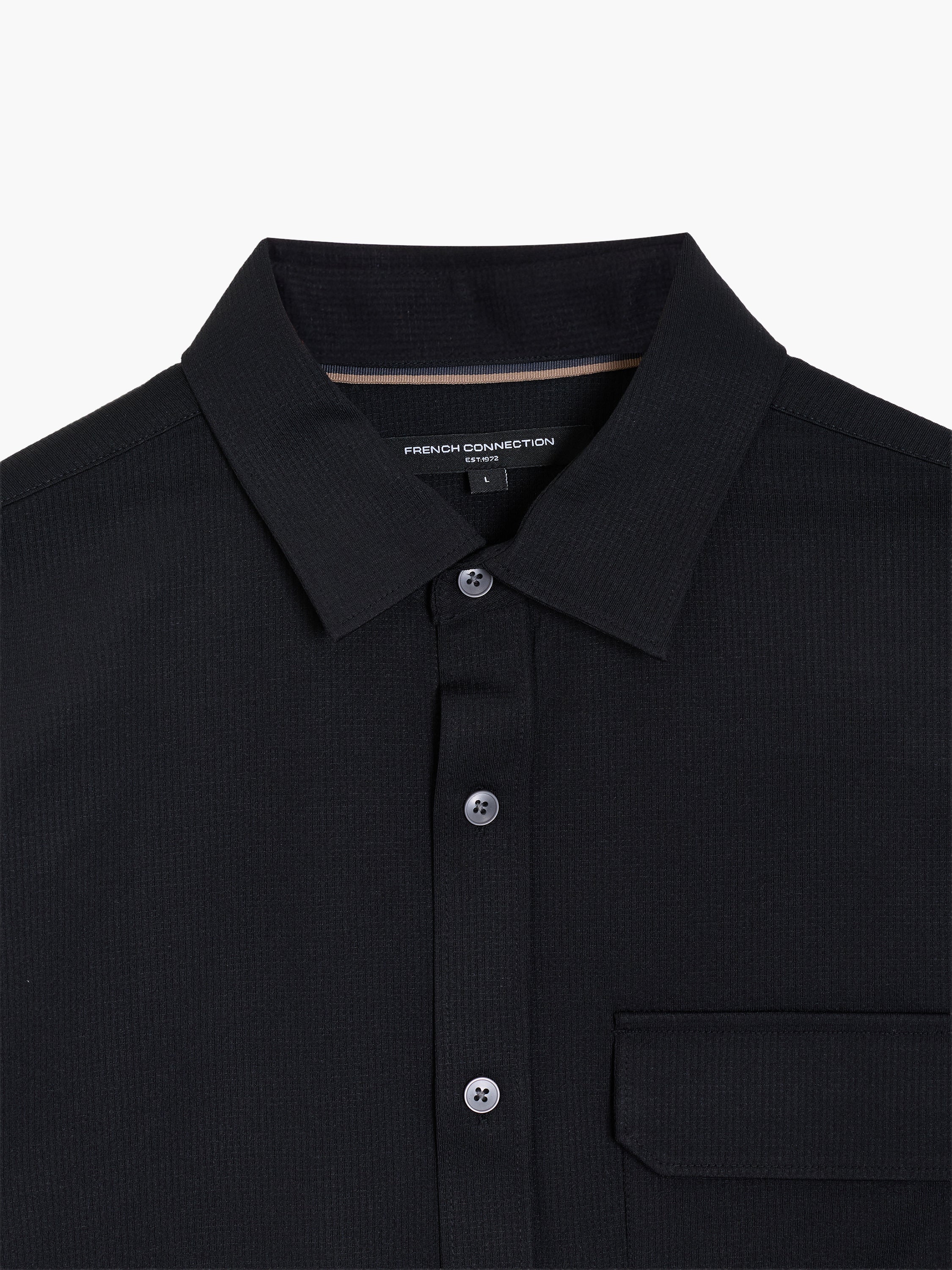 Long Sleeve Soft Box Textured Pocket Shirt