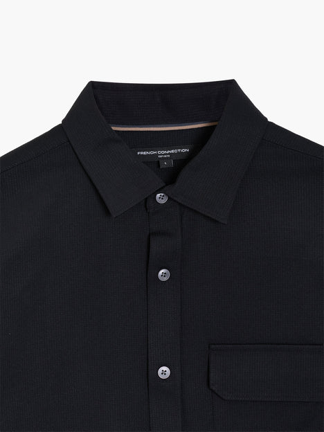 Long Sleeve Soft Box Textured Pocket Shirt