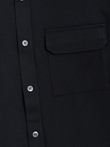 Long Sleeve Soft Box Textured Pocket Shirt