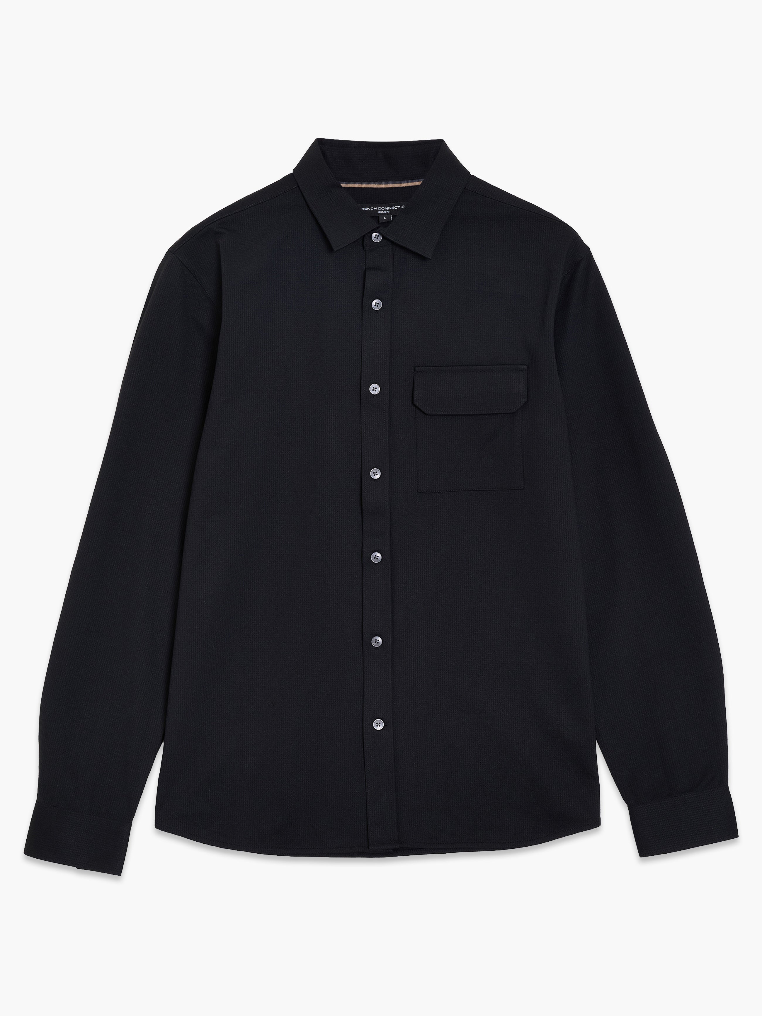 Long Sleeve Soft Box Textured Pocket Shirt