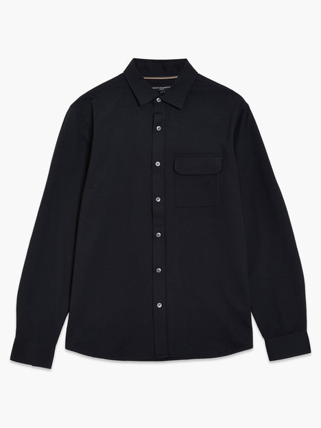 Long Sleeve Soft Box Textured Pocket Shirt