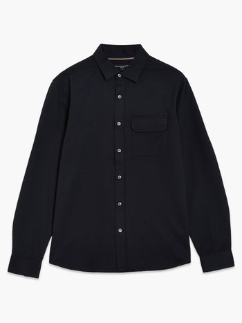 Long Sleeve Soft Box Textured Pocket Shirt