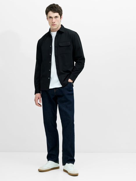 Long Sleeve Soft Box Textured Pocket Shirt