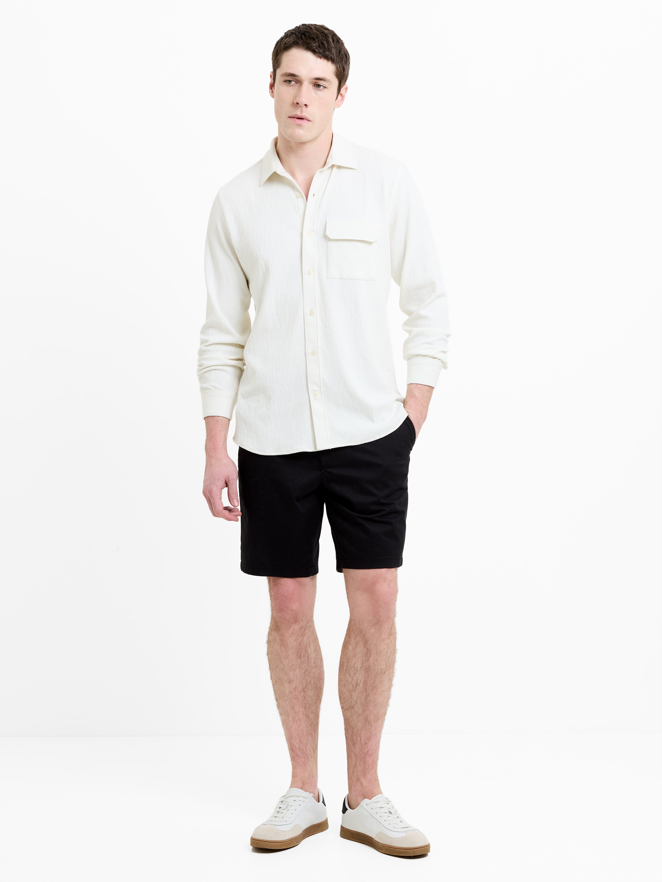 Long Sleeve Soft Line Pocket Shirt