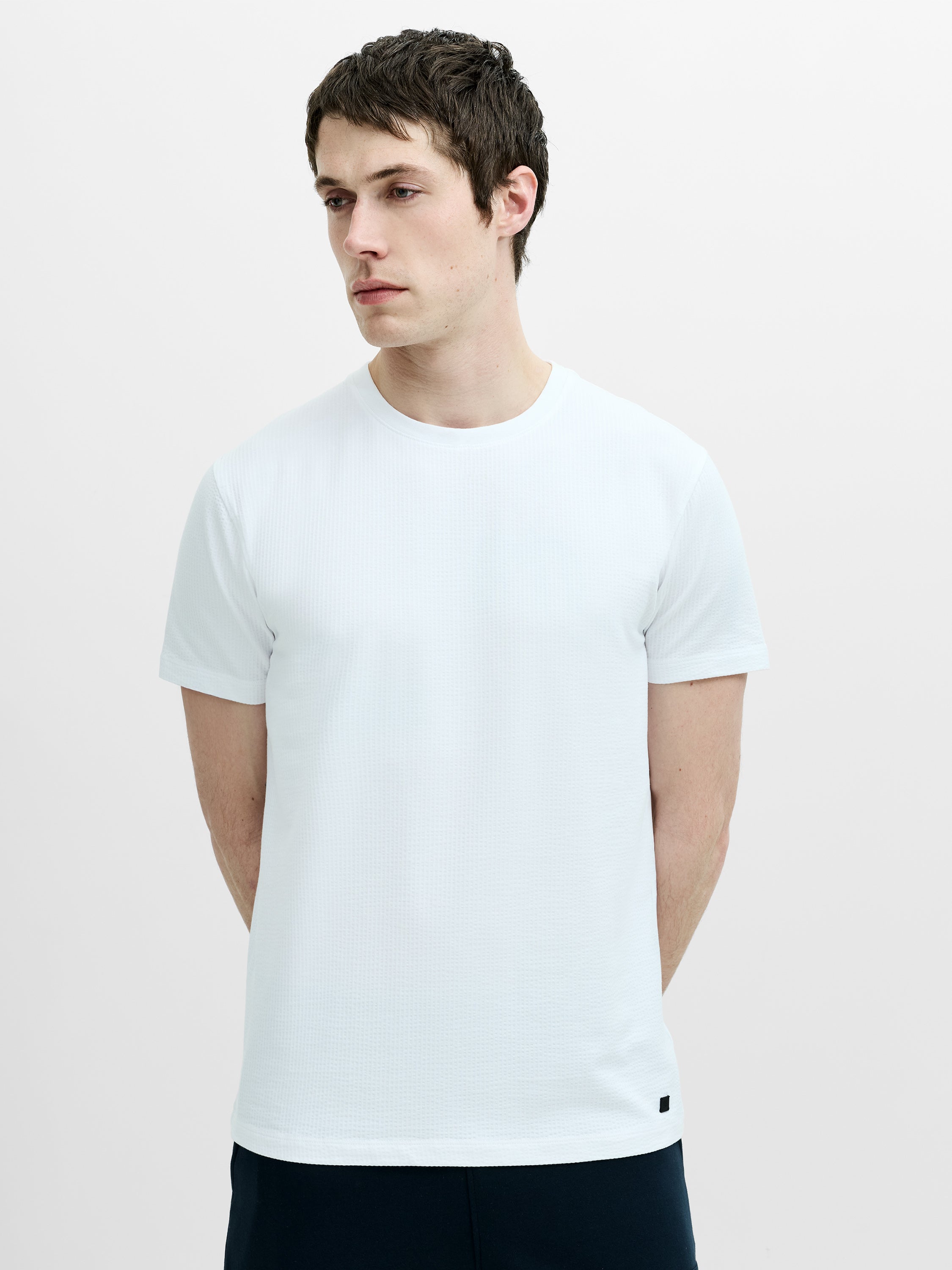 Short Sleeve Micro Seersucker Stripe T-Shirt