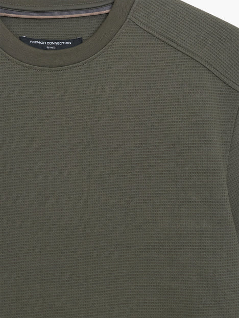 Short Sleeve Khaki Green Waffle Jersey T-Shirt