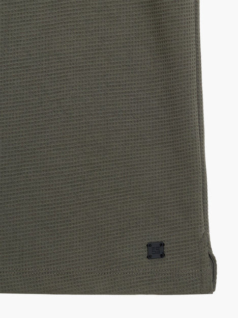 Short Sleeve Khaki Green Waffle Jersey T-Shirt