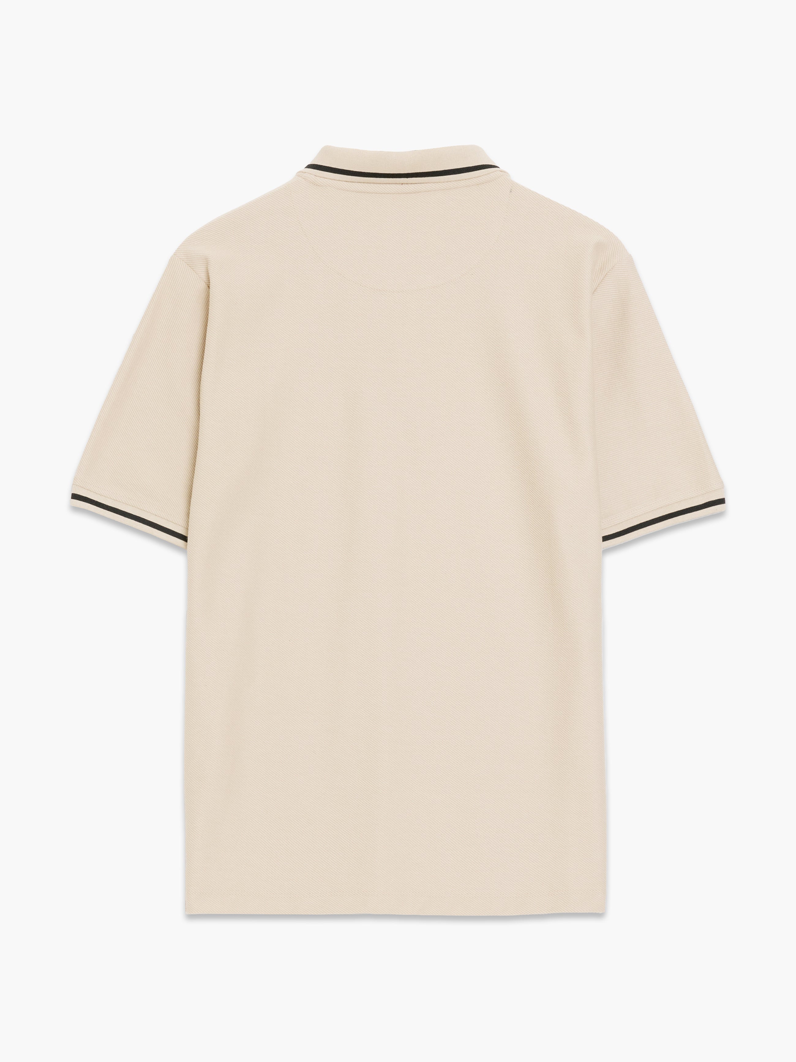 Short Sleeve Phased Twill Zip Knit Polo Shirt