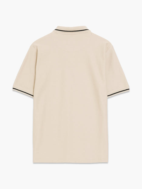 Short Sleeve Phased Twill Zip Knit Polo Shirt