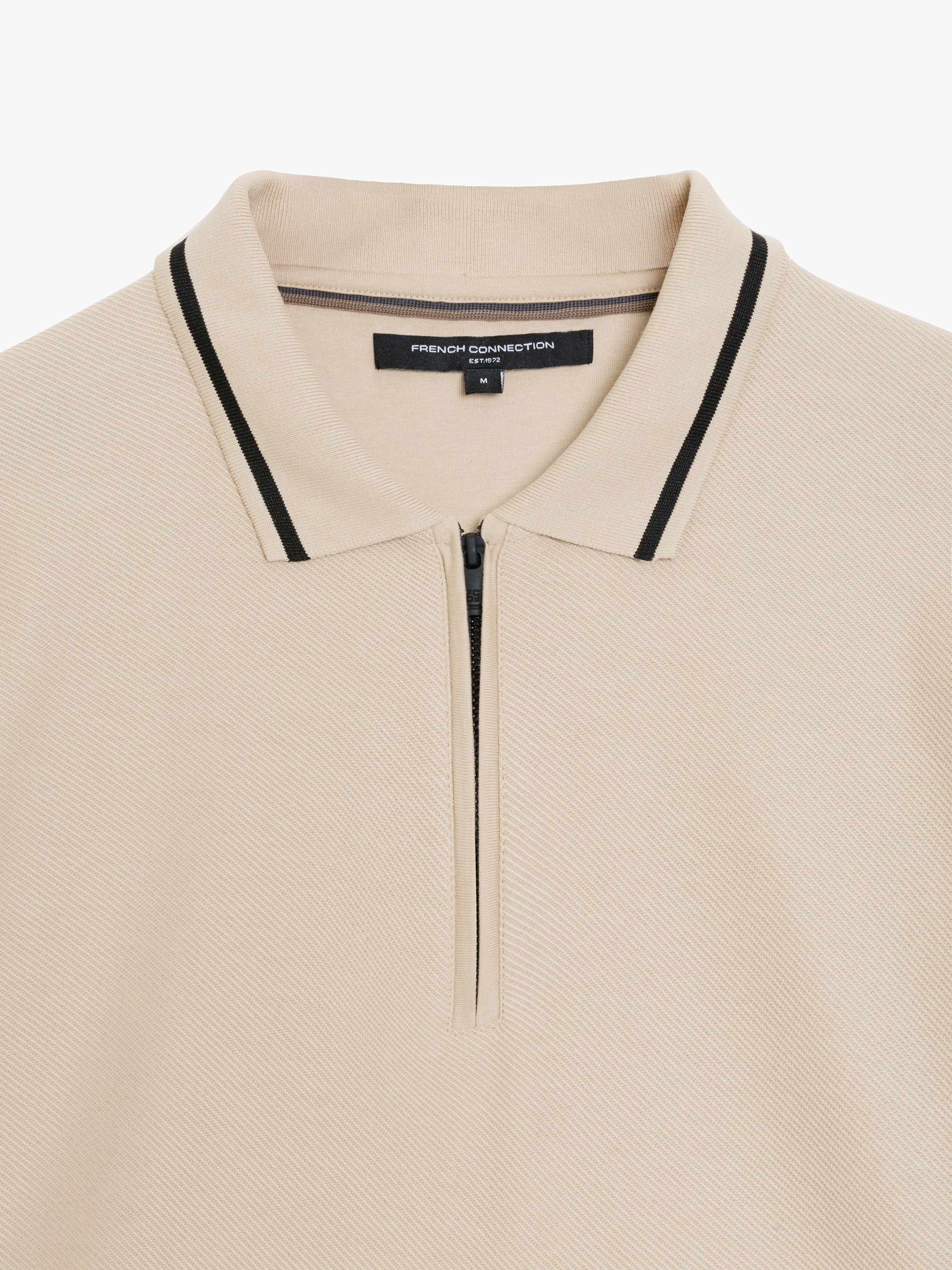 Short Sleeve Phased Twill Zip Knit Polo Shirt