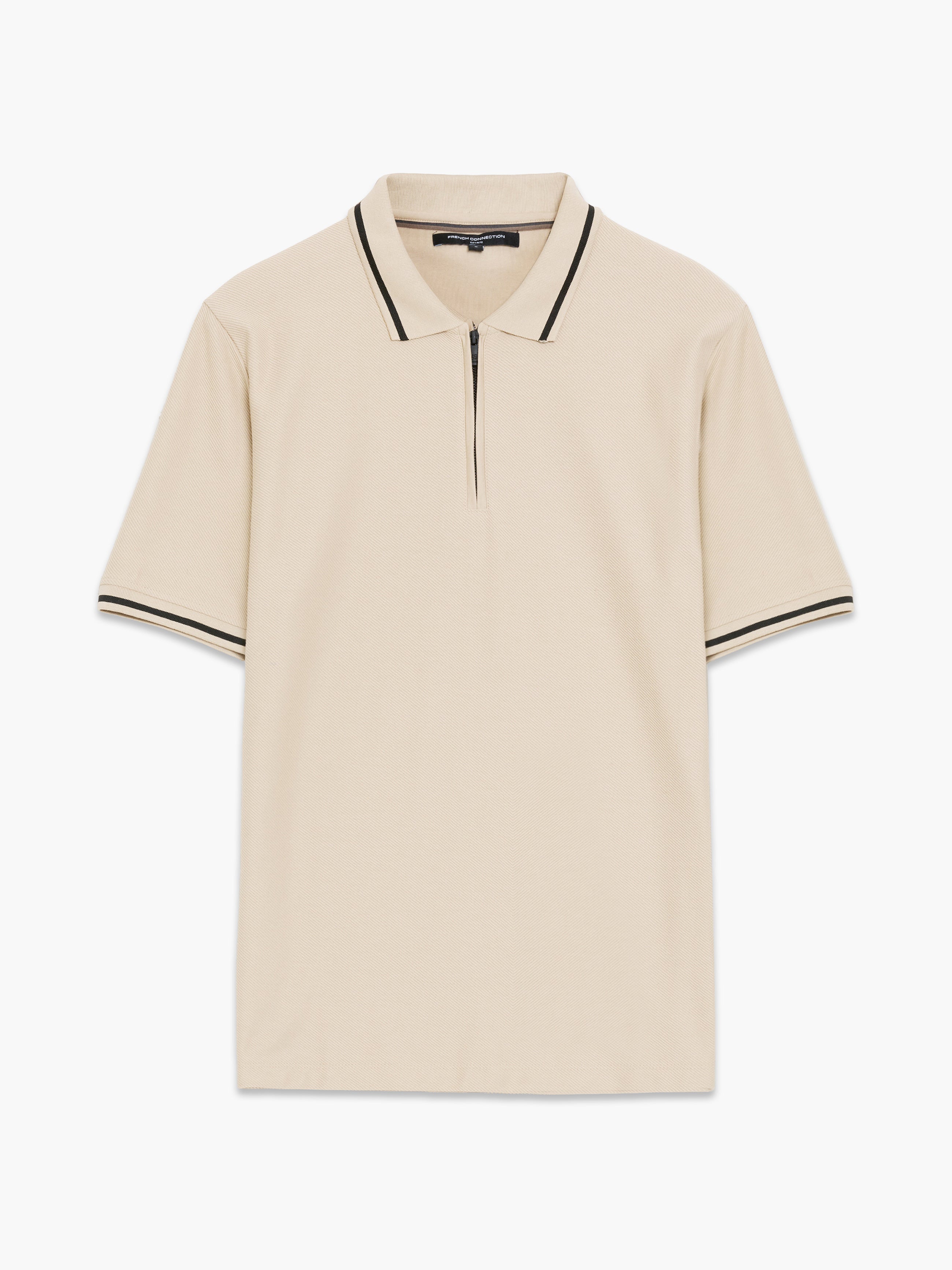 Short Sleeve Phased Twill Zip Knit Polo Shirt