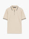 Short Sleeve Phased Twill Zip Knit Polo Shirt
