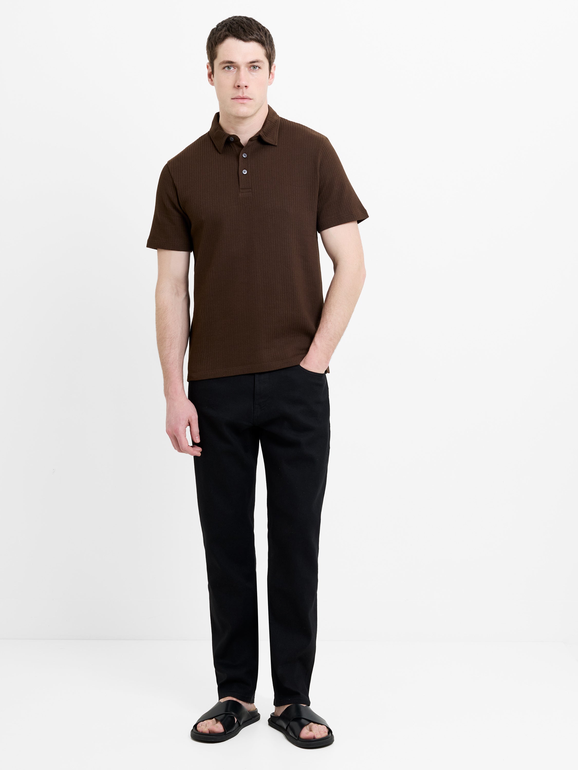 Short Sleeve Vertical Stripe Jacquard Trophy Shirt