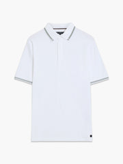 Short Sleeve Tipped Collar White Polo Shirt
