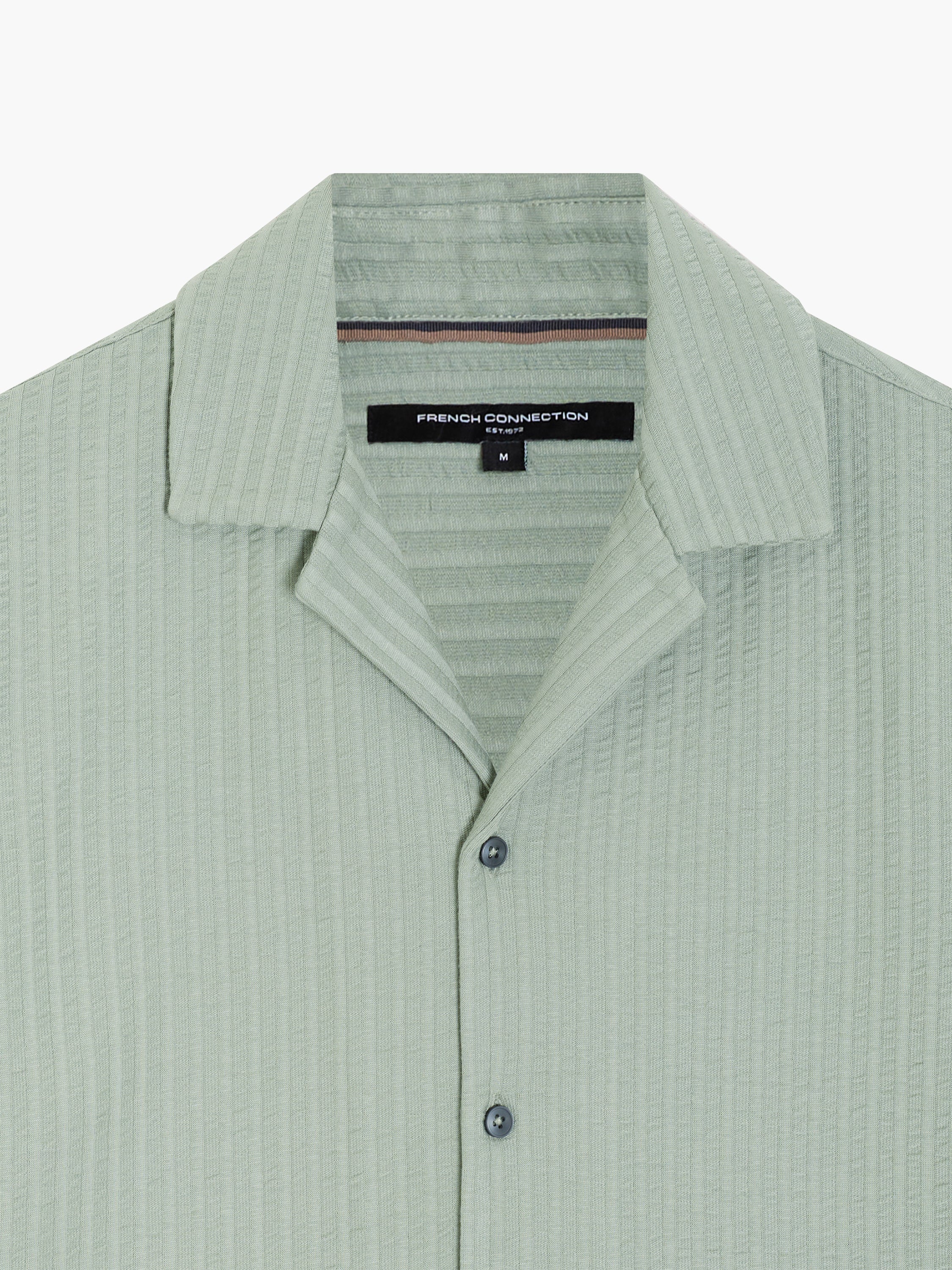 Short Sleeve Seersucker Green Striped Holiday Shirt