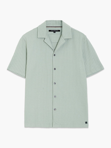 Short Sleeve Seersucker Green Striped Holiday Shirt