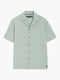 Short Sleeve Seersucker Green Striped Holiday Shirt