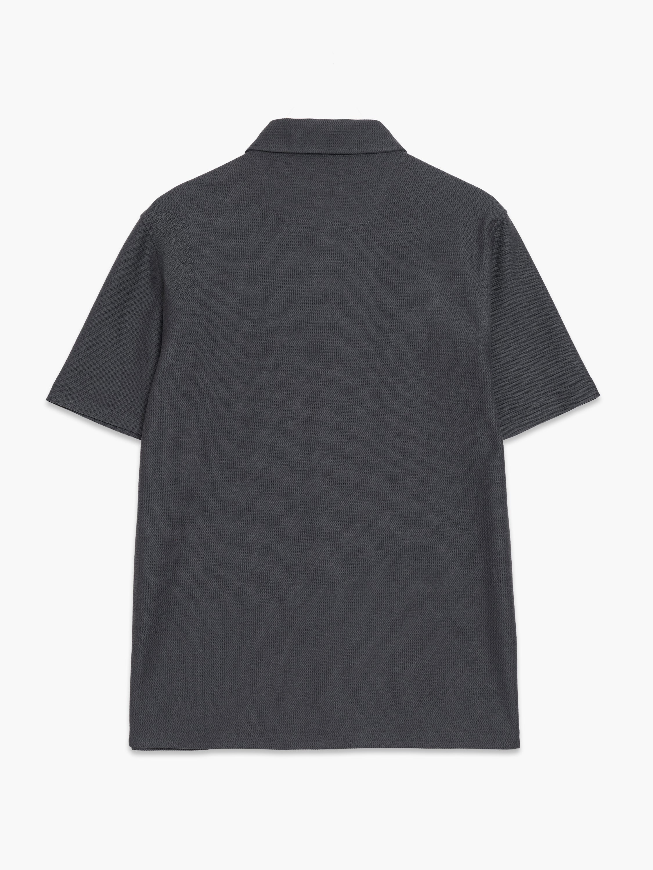 Short Sleeve Button Down Dark Grey Knit Shirt