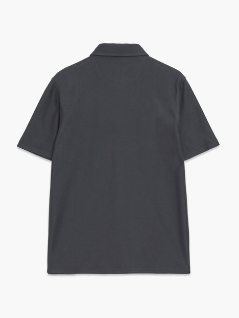 Short Sleeve Button Down Dark Grey Knit Shirt
