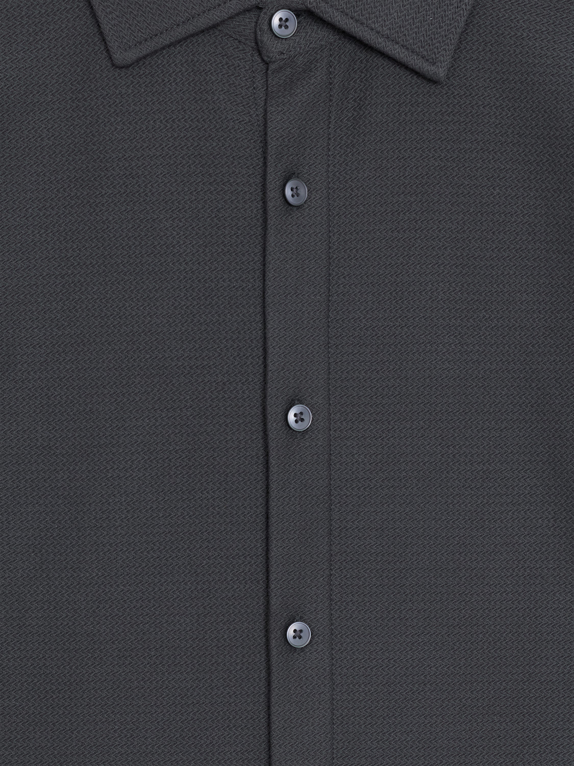 Short Sleeve Button Down Dark Grey Knit Shirt