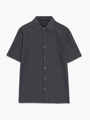 Short Sleeve Button Down Dark Grey Knit Shirt
