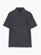 Short Sleeve Button Down Dark Grey Knit Shirt