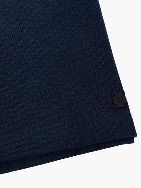 Short Sleeve Navy Concealed Placket Polo Shirt