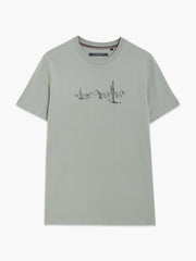 Short Sleeve Desert Graphic Sage Green T-Shirt