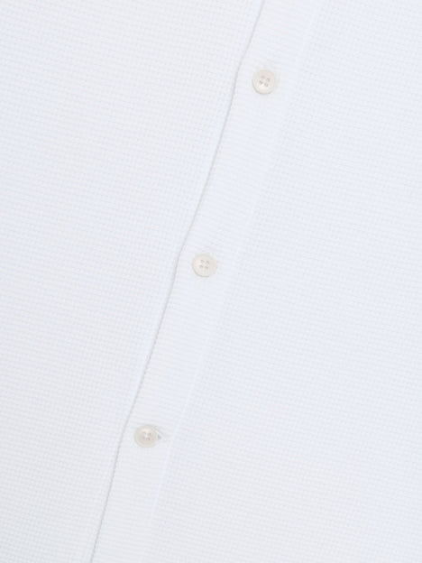 Short Sleeve Textured Button-Through White Shirt