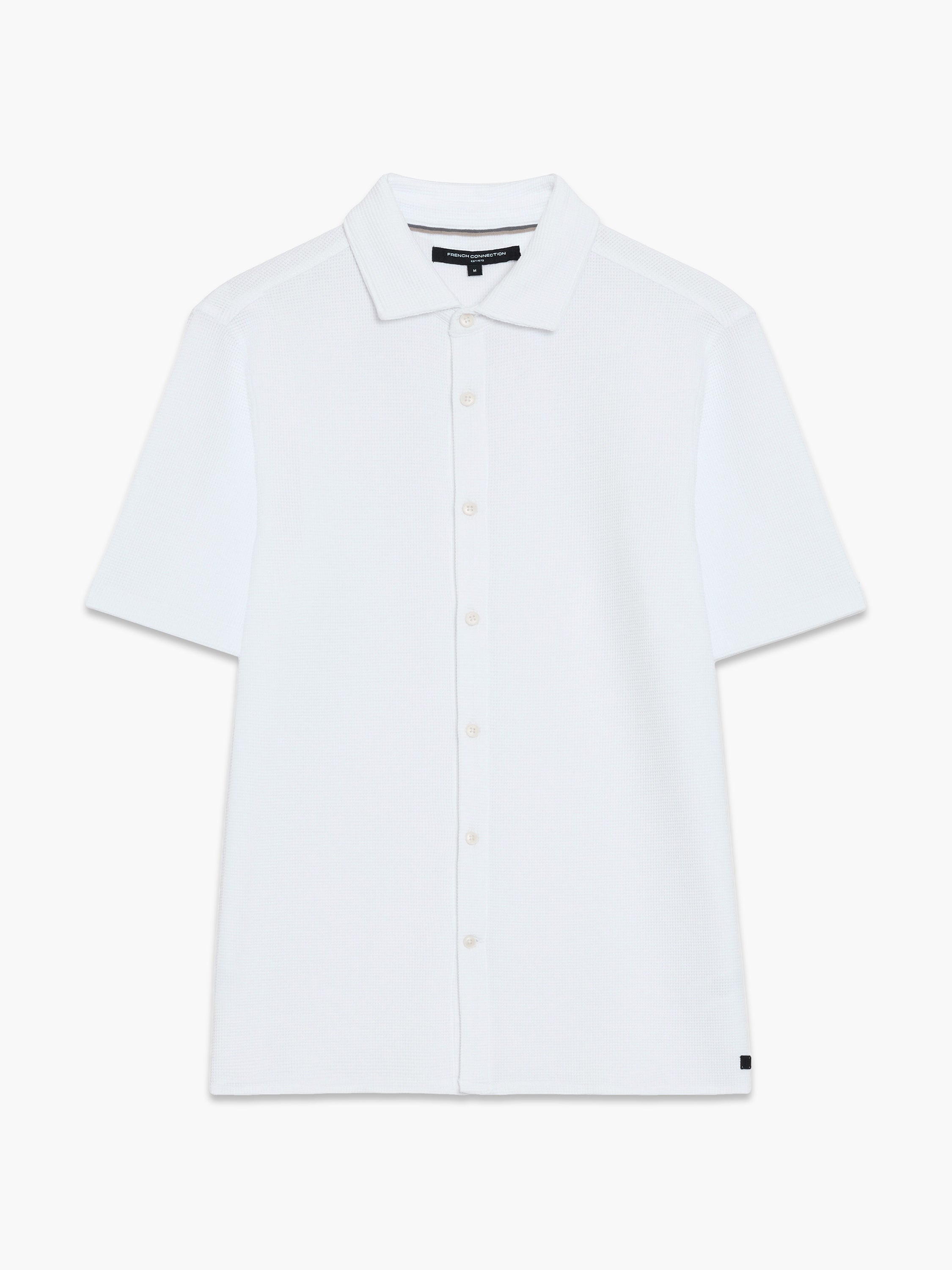 Short Sleeve Textured Button-Through White Shirt