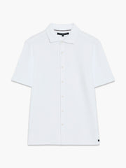 Short Sleeve Textured Button-Through White Shirt