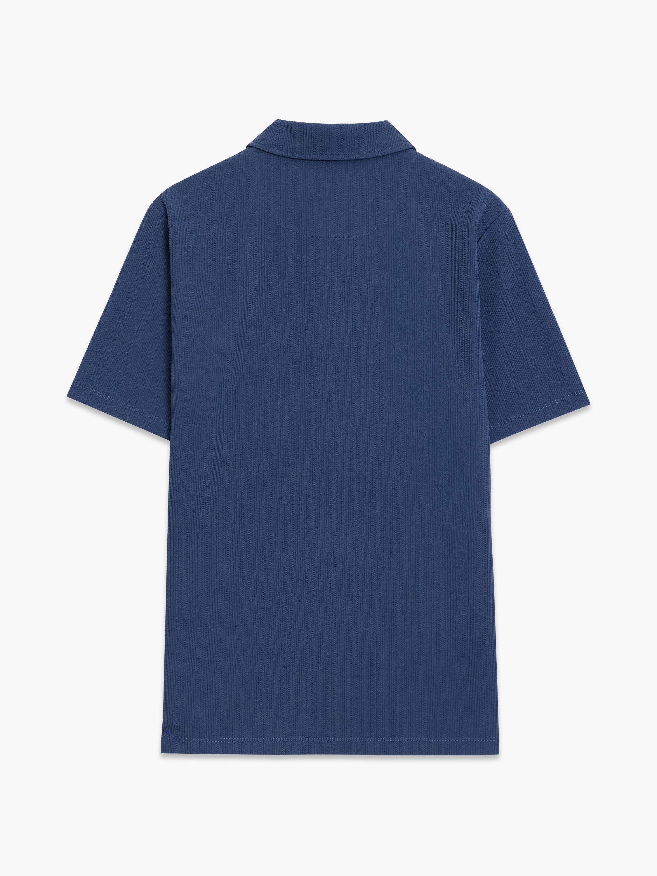 Short Sleeve Blue Stripe Half Zip Polo Shirt
