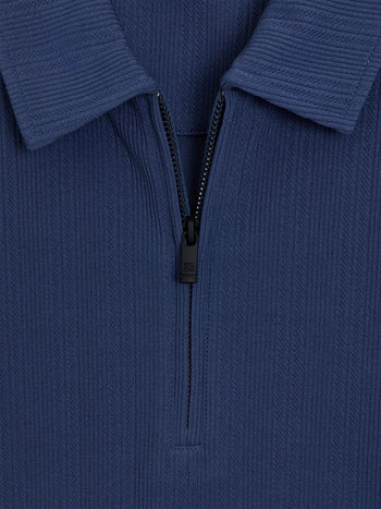 Short Sleeve Stripe Zip Polo Shirt