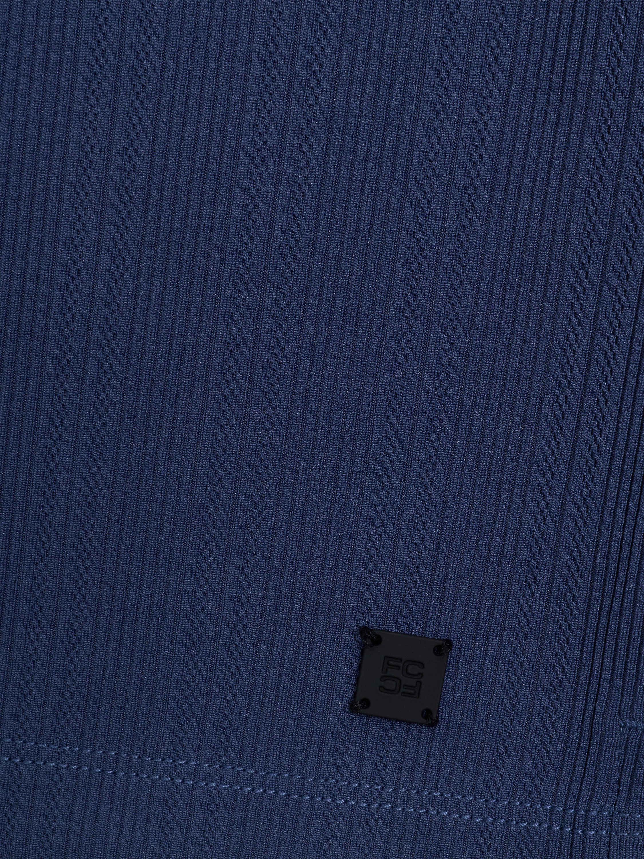 Short Sleeve Blue Stripe Half Zip Polo Shirt