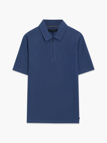 Short Sleeve Stripe Zip Polo Shirt